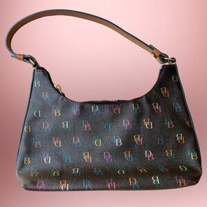 Vintage Dooney & Bourke Shoulder Bag DB Multi Color Signature Black Y2K